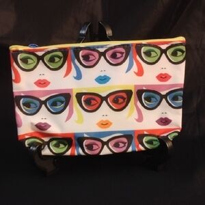 ipsy Multicolor Pop Art Faces Cosmetic Bag
